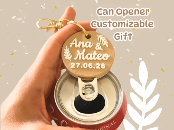 Abrelatas de boda con nombres y fecha — diseño 3D de MeryHoop