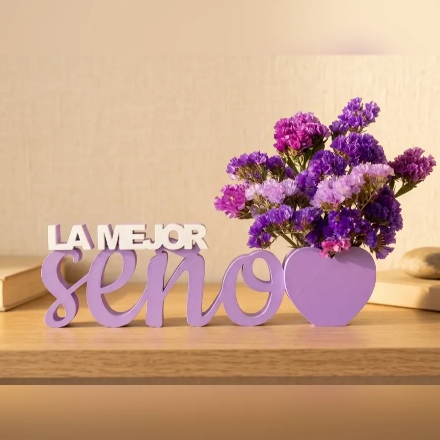 "La mejor seño" Florero con corazón — Decora con magia personalizado