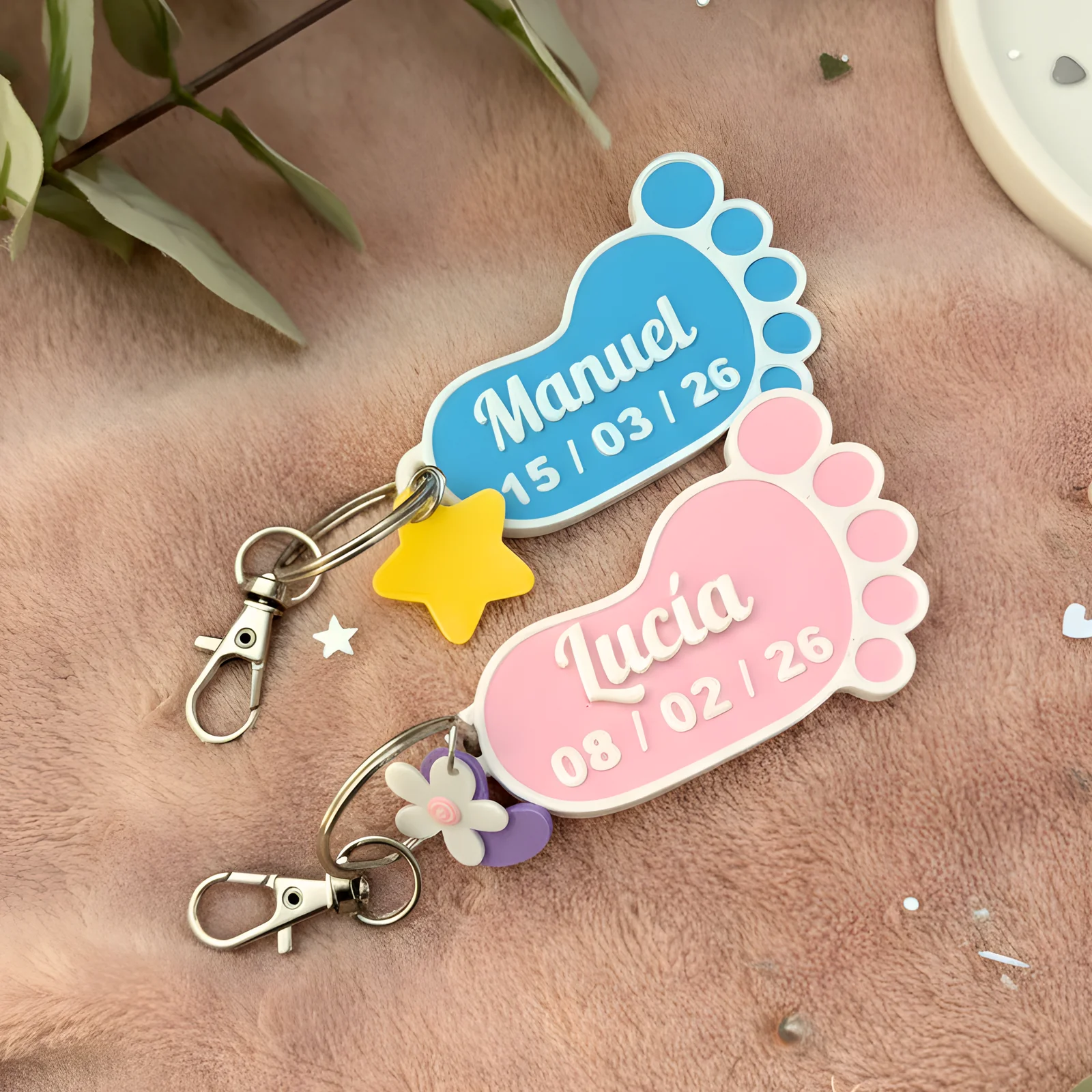 Detalle "Huella" para Bautizo con nombre y fecha